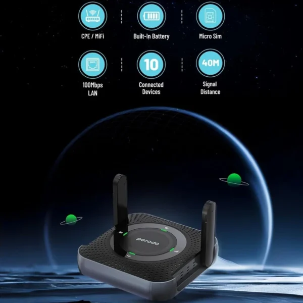 مودم 4G LTE قابل حمل پرودو مدل PD-4GCPME-BKGY PORTABLE ROUTER