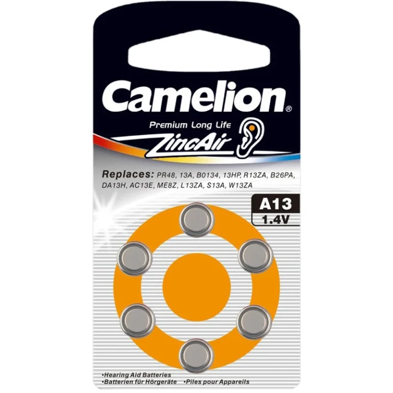باتری سمعک کملیون مدل CAMELION A13 پک 6عددی