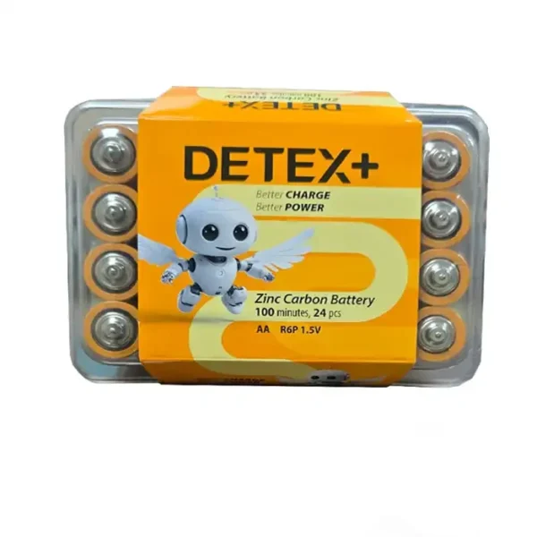 باطری ساده قلمی دتکس پلاس24 عددی مدل DETEX+ Zinc Carbon 1.5V