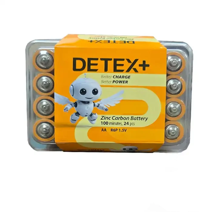 باطری ساده قلمی دتکس پلاس24 عددی مدل DETEX+ Zinc Carbon 1.5V