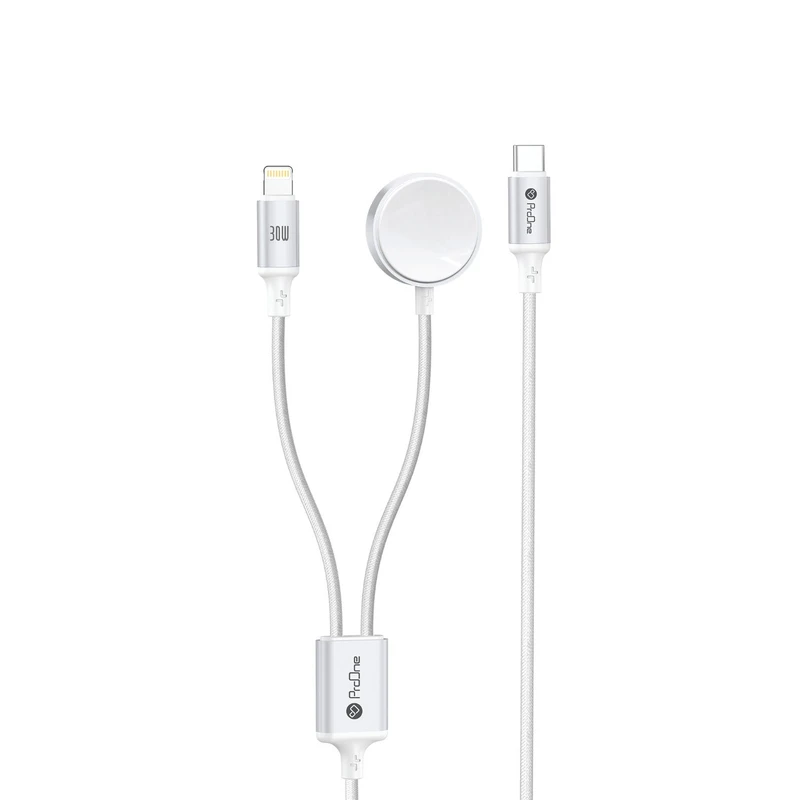 کابل شارژ لایتنینگ + شارژر بی سیم ساعت پرووان مدل PROONE PWL835 2IN1 سفید