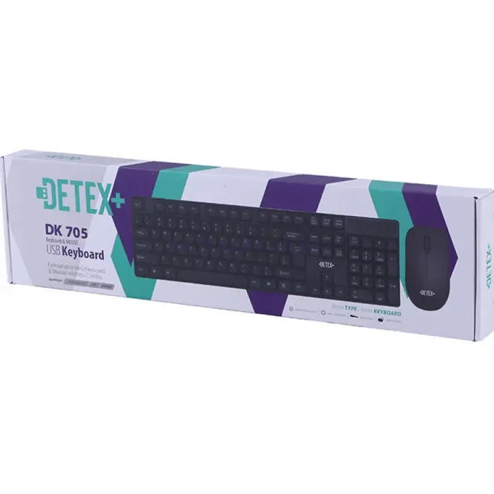 کیبورد و ماوس بی‌سیم دتکس پلاس DETEX+ DK 705 | فارسی، مینی و برد ۱۰ متر