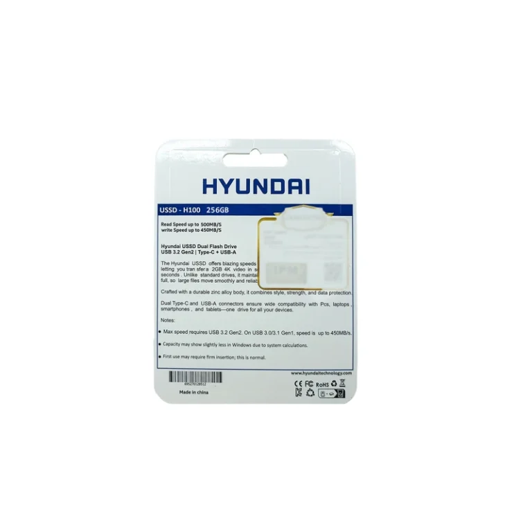 هارد SSD اکسترنال هیوندای مدل H100 ظرفیت 256 گیگابایت USB 3.2 Type-C