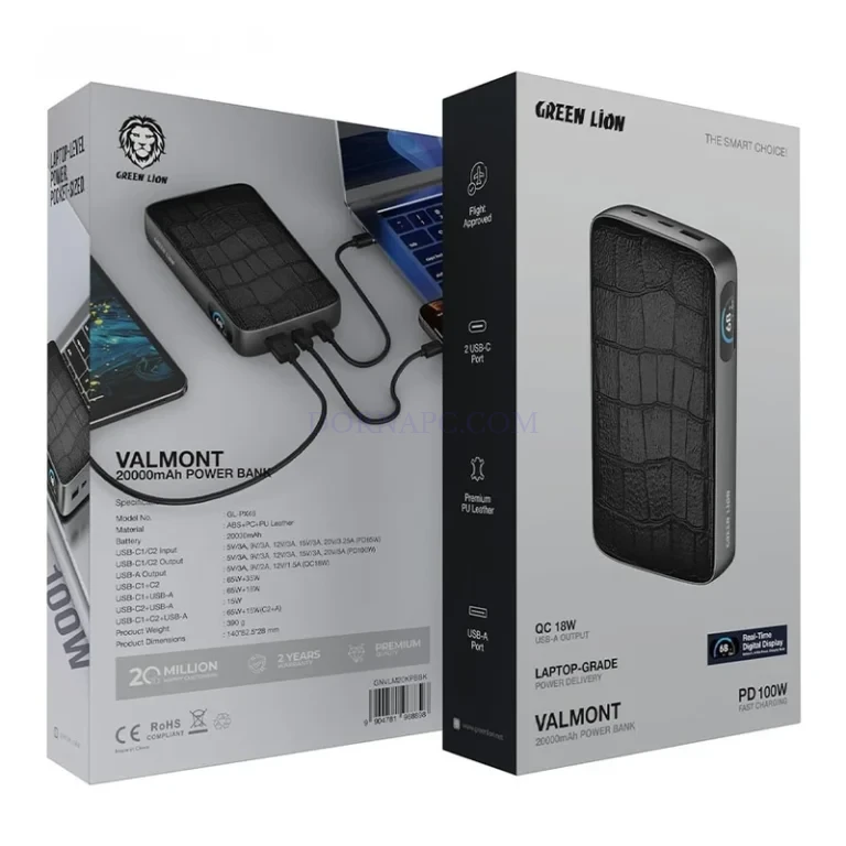 پاوربانک گرین لاین مدل GreenLion VALMONT PD 20000mAh 100W
