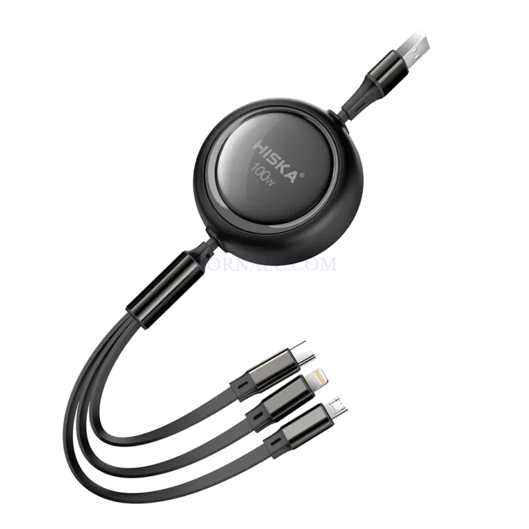 کابل شارژ چندکاره هیسکا HISKA LX-34 3 in 1 مشکی با جریان 5 آمپر